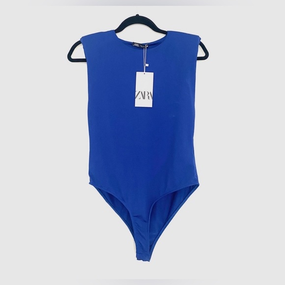ZARA blue bodysuit w/ shoulder pads [ M ] - Picture 3 of 3